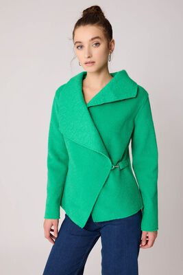 Aksesuar Bağlamalı Asimetrik Kesim Ceket (1)