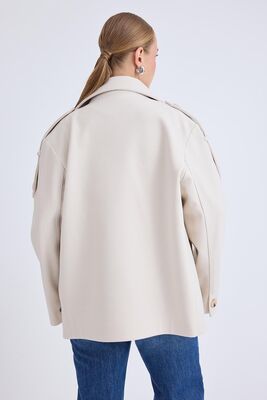 Apolet Detaylı Kısa Kaşe Kaban - Thumbnail (15)