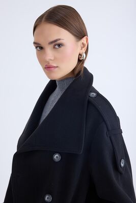 Apolet Detaylı Kısa Kaşe Kaban - Thumbnail (28)