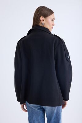 Apolet Detaylı Kısa Kaşe Kaban - Thumbnail (29)