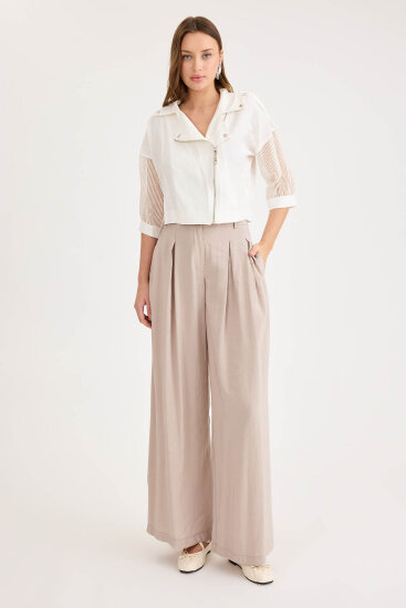 Apolet Detaylı Kolları Tüllü Fermuarlı Ceket - 14