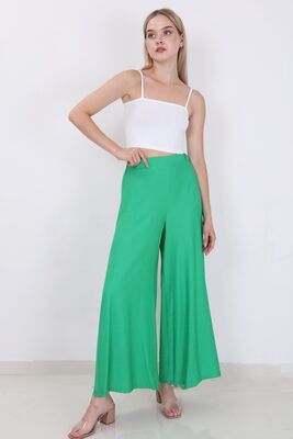 Arka Bel Lastik Detaylı Bol Paça Pantolon - 1