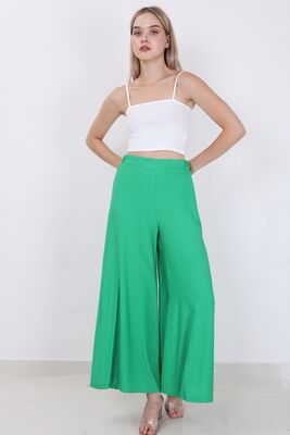 Arka Bel Lastik Detaylı Bol Paça Pantolon - 2