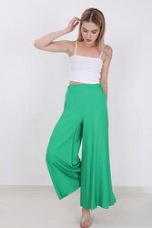 Arka Bel Lastik Detaylı Bol Paça Pantolon - 3