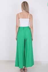 Arka Bel Lastik Detaylı Bol Paça Pantolon - 4