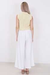 Arka Bel Lastik Detaylı Bol Paça Pantolon - 9