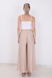 Arka Bel Lastik Detaylı Bol Paça Pantolon - 11