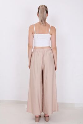 Arka Bel Lastik Detaylı Bol Paça Pantolon - 11