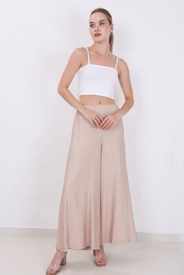 Arka Bel Lastik Detaylı Bol Paça Pantolon - 13