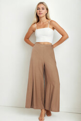 Arka Bel Lastik Detaylı Bol Paça Pantolon - 20