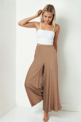 Arka Bel Lastik Detaylı Bol Paça Pantolon - 21