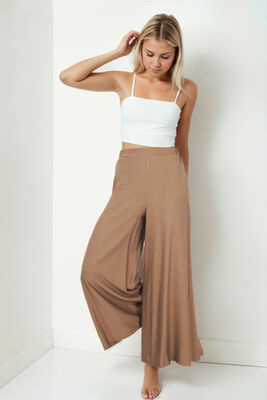 Arka Bel Lastik Detaylı Bol Paça Pantolon - 21