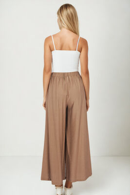 Arka Bel Lastik Detaylı Bol Paça Pantolon - 22