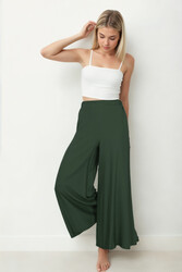 Arka Bel Lastik Detaylı Bol Paça Pantolon - 25
