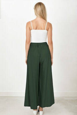 Arka Bel Lastik Detaylı Bol Paça Pantolon - 26