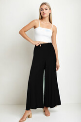 Arka Bel Lastik Detaylı Bol Paça Pantolon - 28