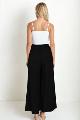 Arka Bel Lastik Detaylı Bol Paça Pantolon - 30