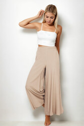 Arka Bel Lastik Detaylı Bol Paça Pantolon - 31