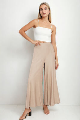 Arka Bel Lastik Detaylı Bol Paça Pantolon - 33