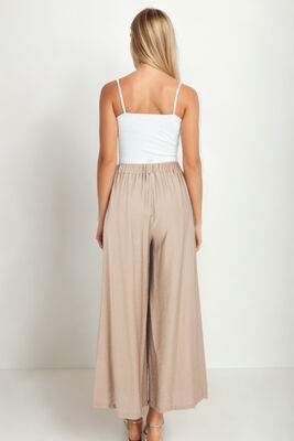 Arka Bel Lastik Detaylı Bol Paça Pantolon - 34