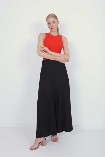 Arkası Lastikli Bol Paça Pantolon - 25