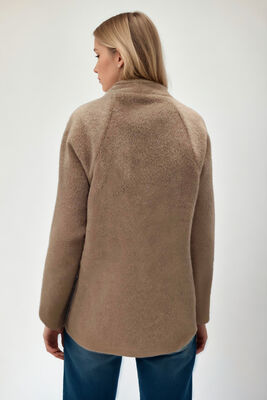 Asimetrik Kesim Cepli Keçe Ceket - 7