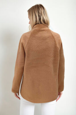 Asimetrik Kesim Cepli Keçe Ceket - 2