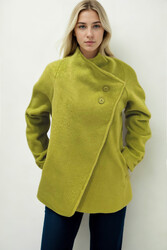 Asimetrik Kesim Cepli Keçe Ceket - 4