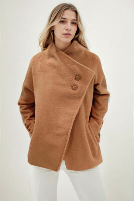 Asimetrik Kesim Cepli Keçe Ceket - 3