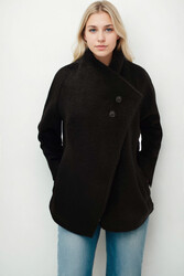 Asimetrik Kesim Cepli Keçe Ceket - 8