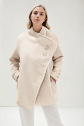 Asimetrik Kesim Cepli Keçe Ceket - 10