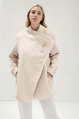 Asimetrik Kesim Cepli Keçe Ceket - 10