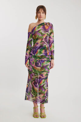 Asimetrik Yaka Tül Bluz - Thumbnail (5)