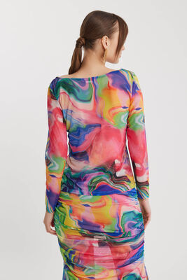 Asimetrik Yaka Tül Bluz - Thumbnail (4)