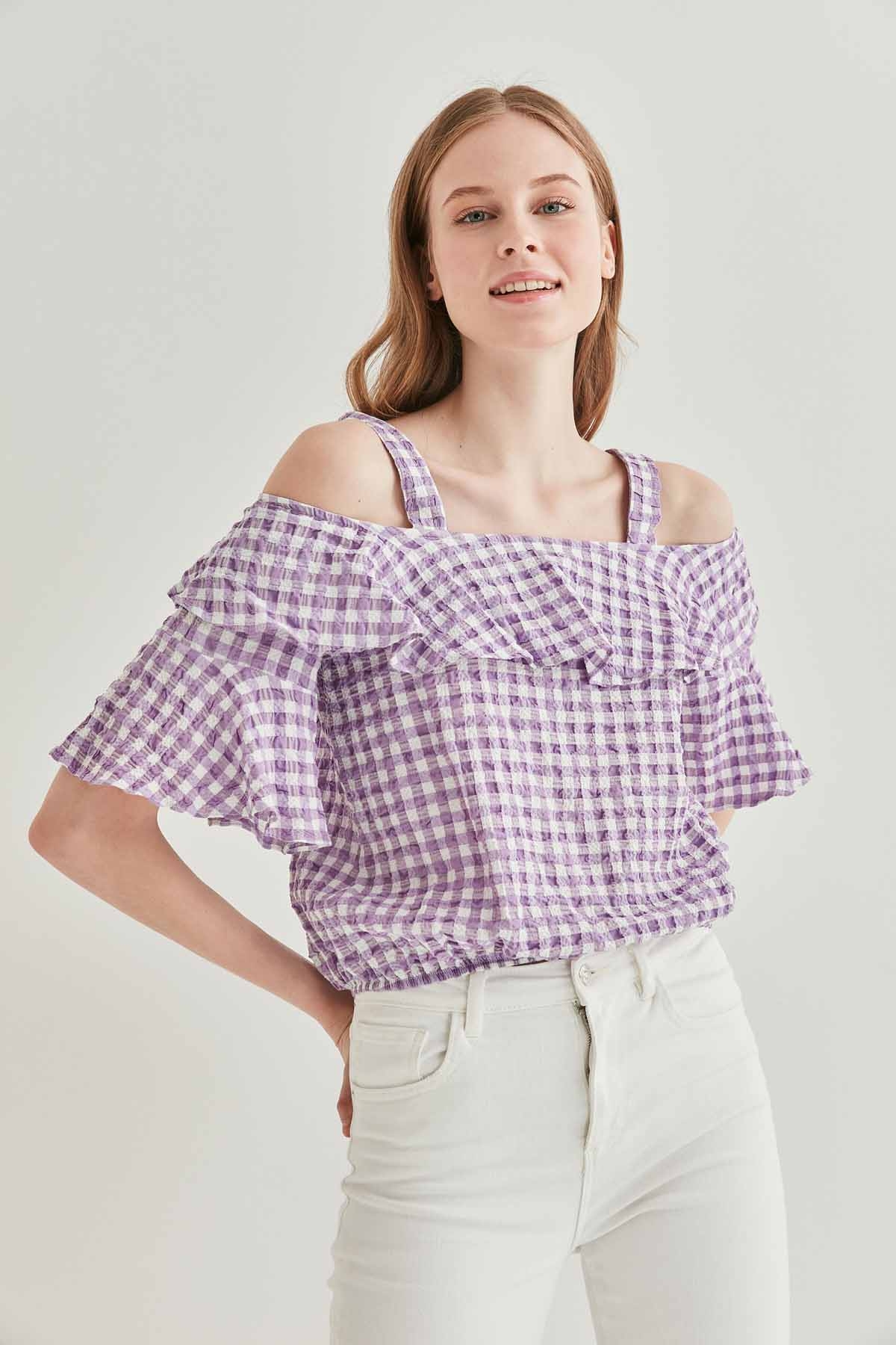 VİTRİN - Askılı Volanlı Eteği Lastikli Bluz (1)