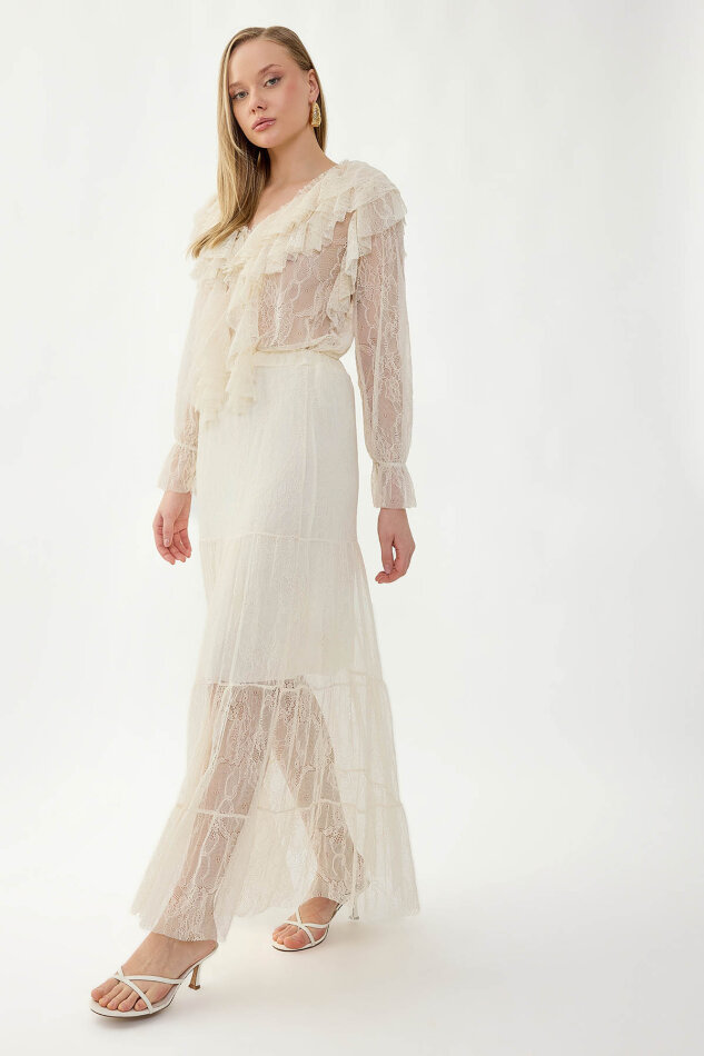 Astarlı Dantelli Etek - 4