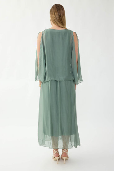 Astarlı Uzun İpek Elbise - 4