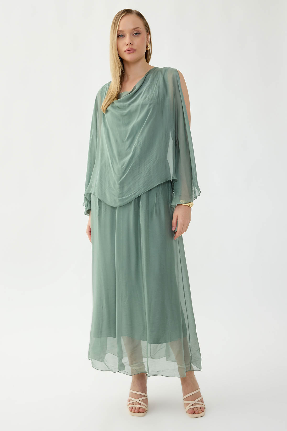 VİTRİN - Astarlı Uzun İpek Elbise