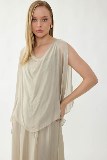 Astarlı Uzun İpek Elbise - 13