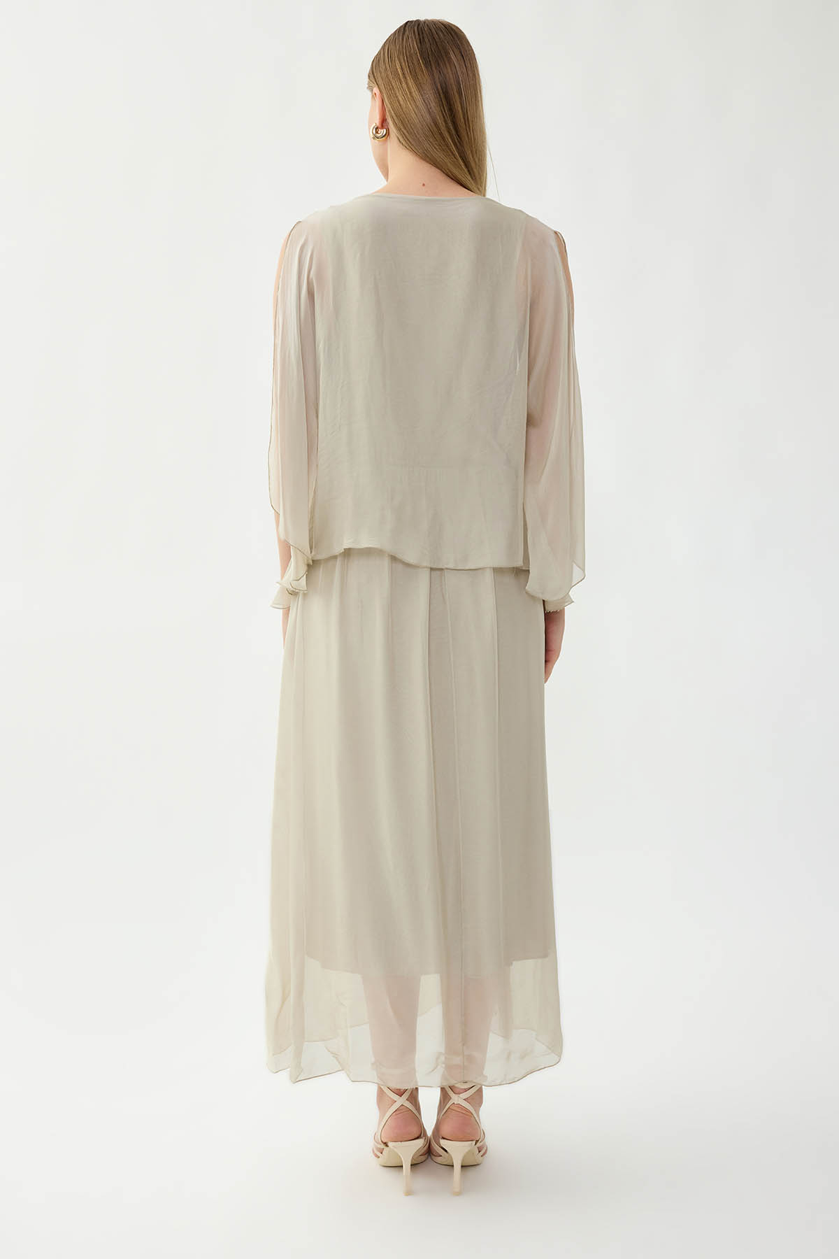 Astarlı Uzun İpek Elbise - Thumbnail