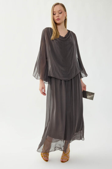 Astarlı Uzun İpek Elbise - 17