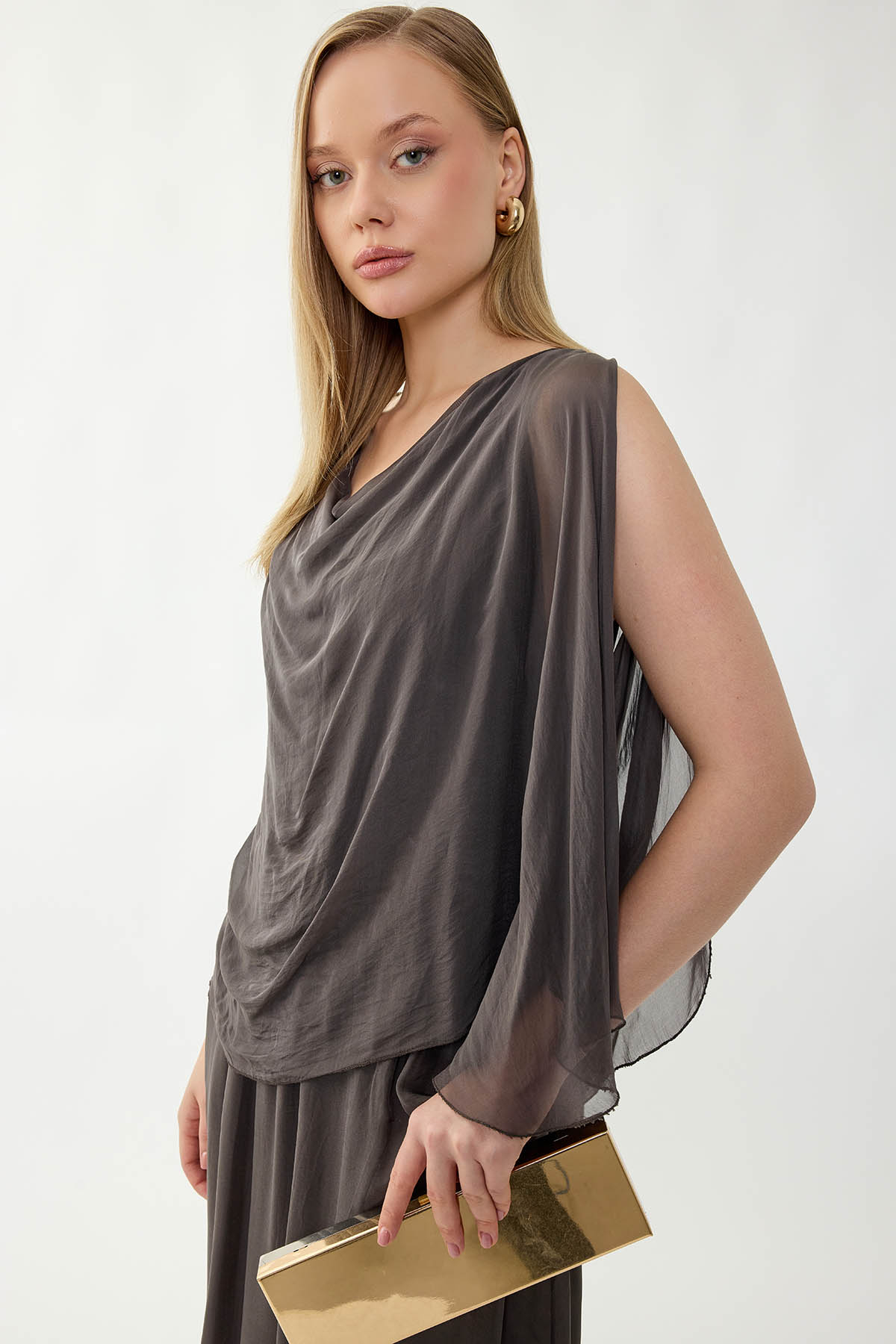 Astarlı Uzun İpek Elbise - Thumbnail