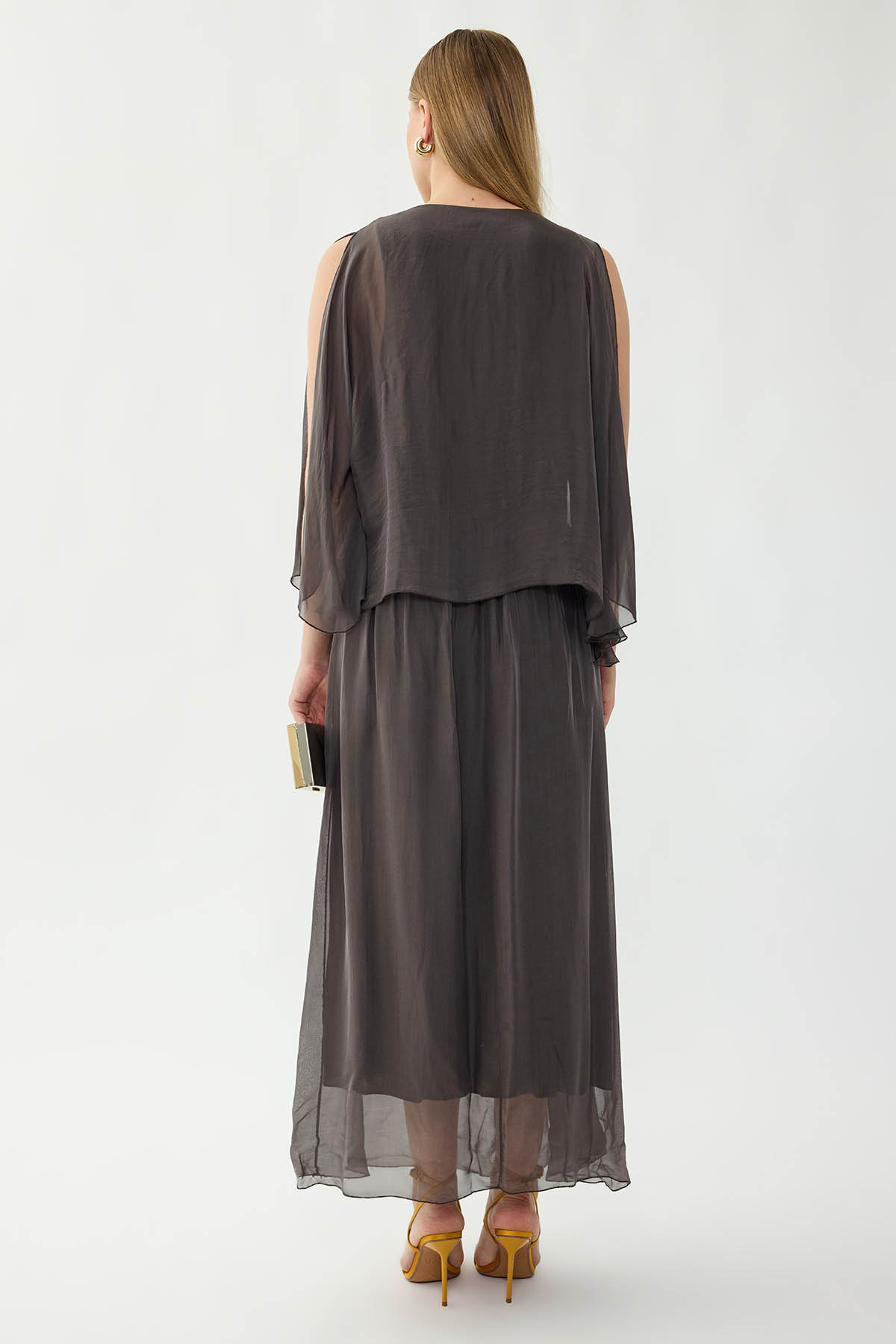 Astarlı Uzun İpek Elbise - Thumbnail