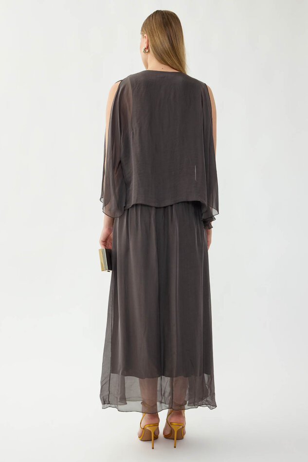 Astarlı Uzun İpek Elbise - 19