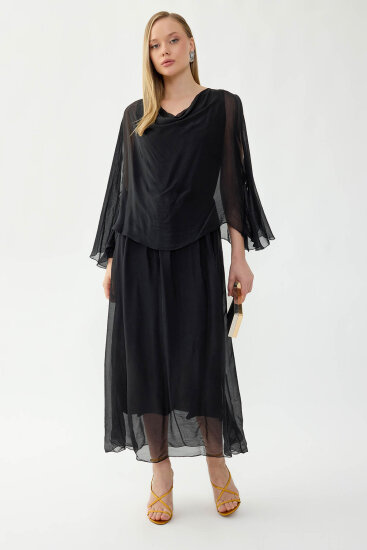 Astarlı Uzun İpek Elbise - 21