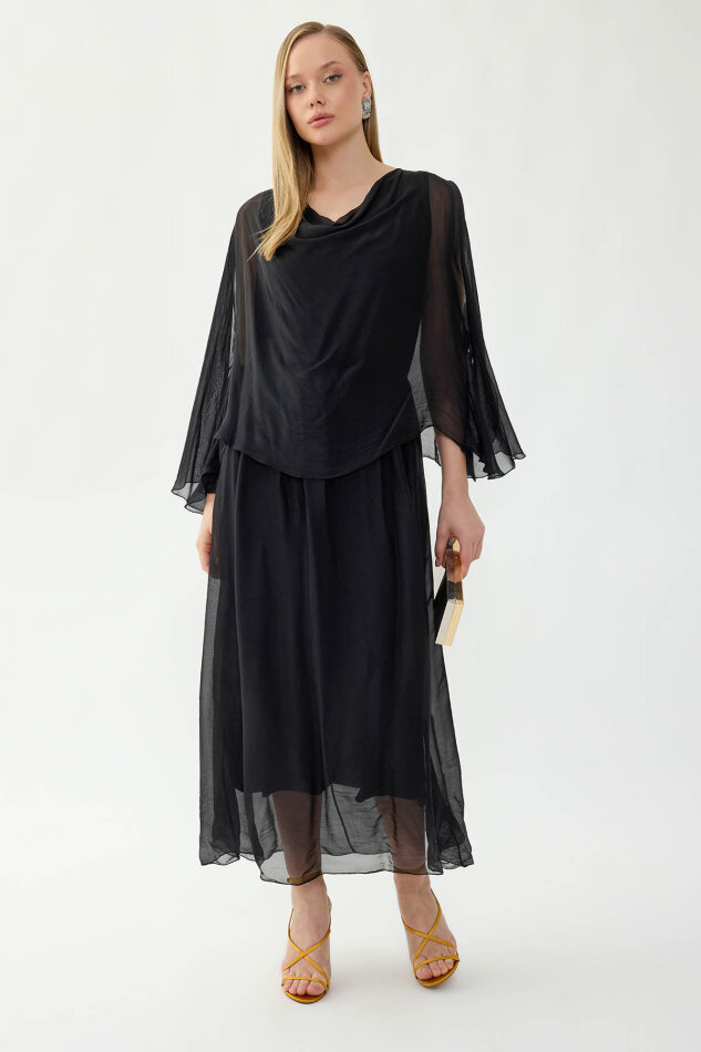 Astarlı Uzun İpek Elbise - 21