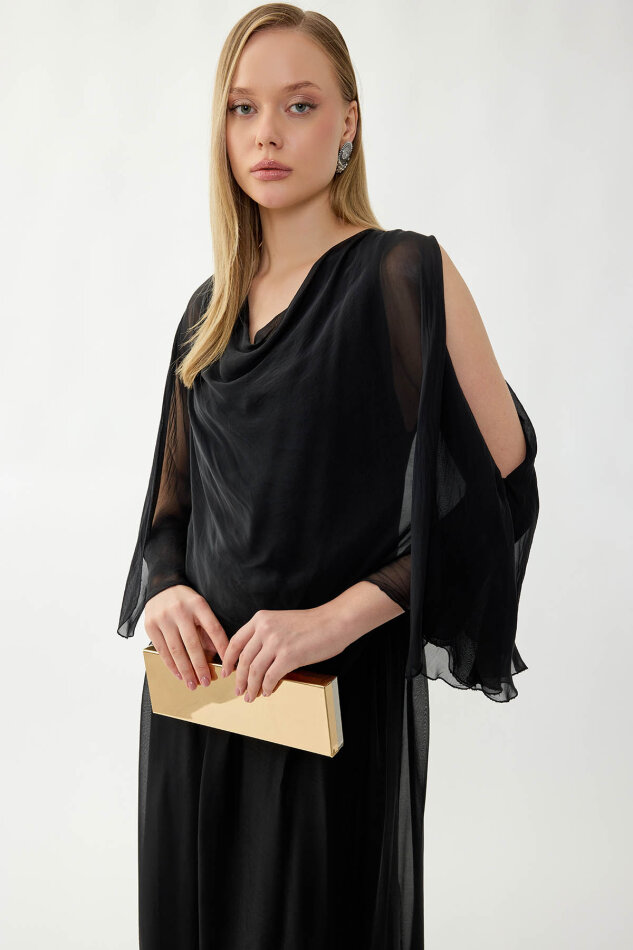 Astarlı Uzun İpek Elbise - 23