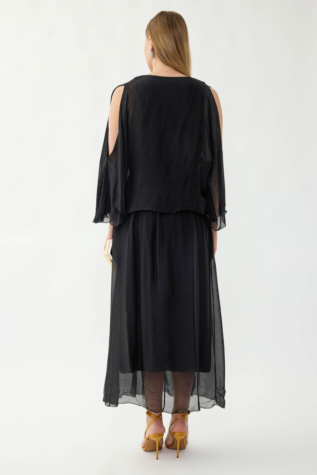 Astarlı Uzun İpek Elbise - 24