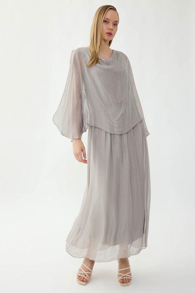 Astarlı Uzun İpek Elbise - 26