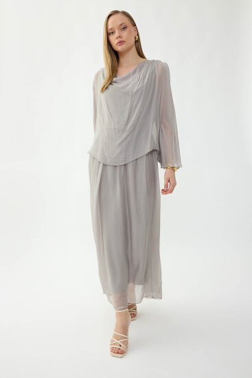 Astarlı Uzun İpek Elbise - 27